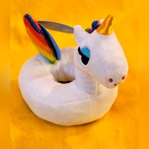 Barkbox dog toy-Tina the tubular unicorn. White and rainbow colored size M